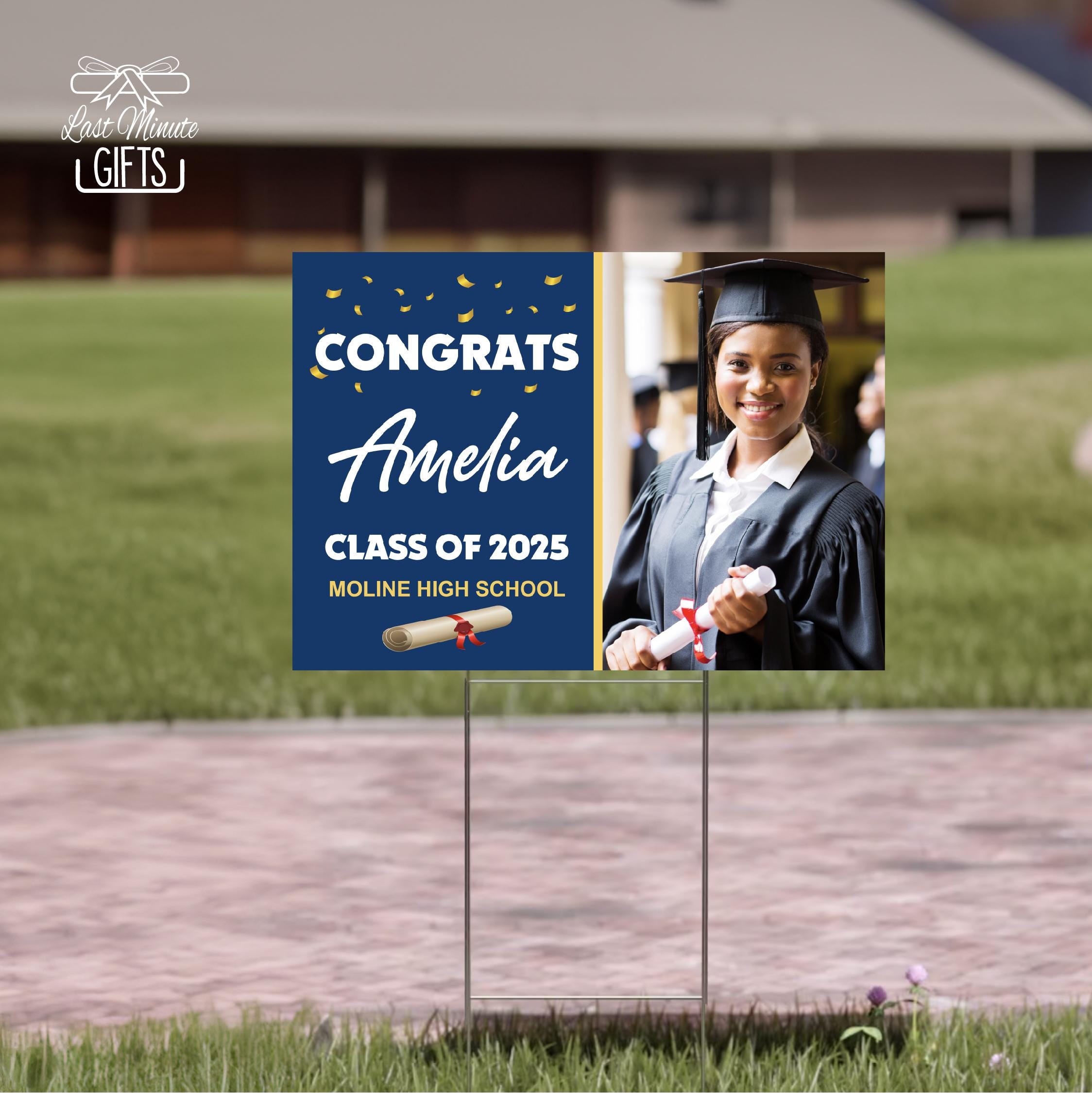 Grad Sing Custom Photo Graduation Yard Sign, Custom Yard Sing Class of 2025 Yard ...