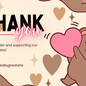 Brown And pink Bear Custom Thank You Cards!