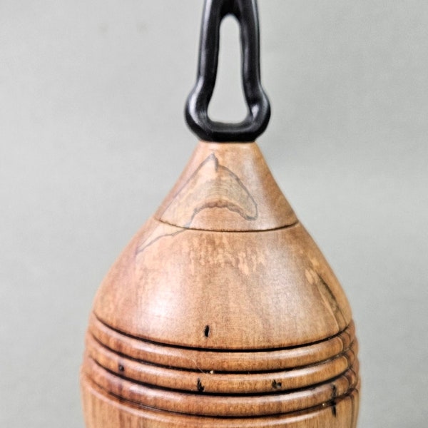 Elegant Hand-Turned Urn with Carved Ebony Finial - Small Artisanal Lidded Wood Urn for Keepsakes