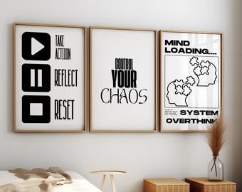 Minimalist Motivational Art Prints: Black & White Modern Decor (Digital Download, Set of 3)