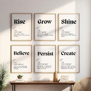 Set of 6 Motivational Office Posters | Inspirational Wall Art for Workspaces | Modern Office Decor | Uplifting Prints for Home &Professional