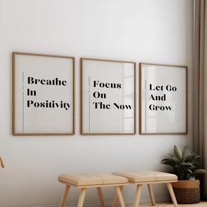 Minimalist Motivational Wall Art Set of 3 | Positive Quotes Printable Office Decor for Modern Interiors, Office Wall Art and Working Room