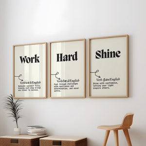 Office Wall Art Set – 3 Motivational Posters, Inspirational Office Decor, WorkIroom Poster, Success Quote Prints, Inspirational Wall Art