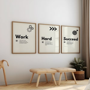 Office poster or working room poster Office Wall Art, Set 3 Motivational Poster Office Decor Motivational Poster Inspirational Wall Art