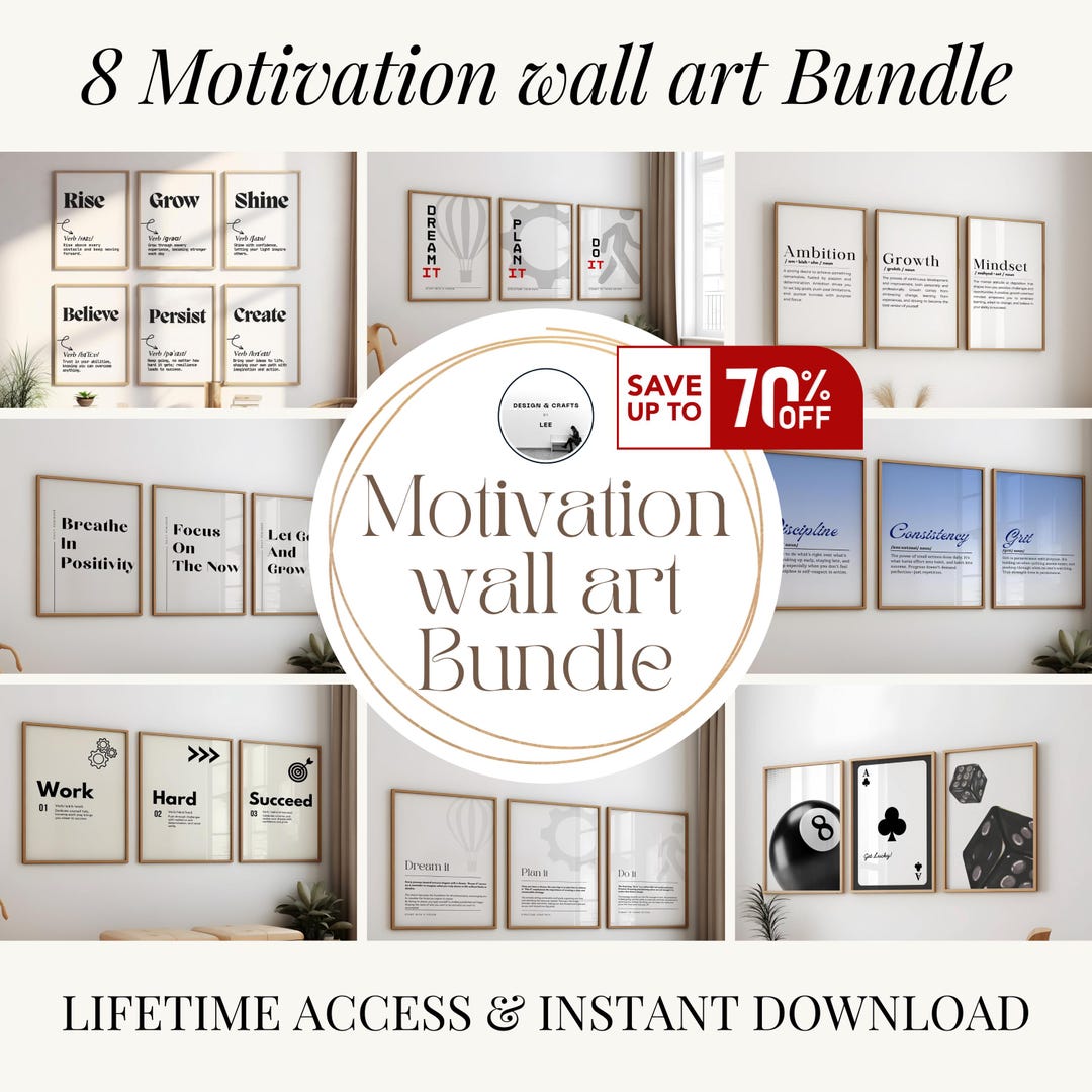 Motivational Quote Prints: Neutral Typography Wall Art Set (digital ...