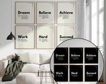 Motivational Quote Prints: Modern Office Decor Set (Digital Download)