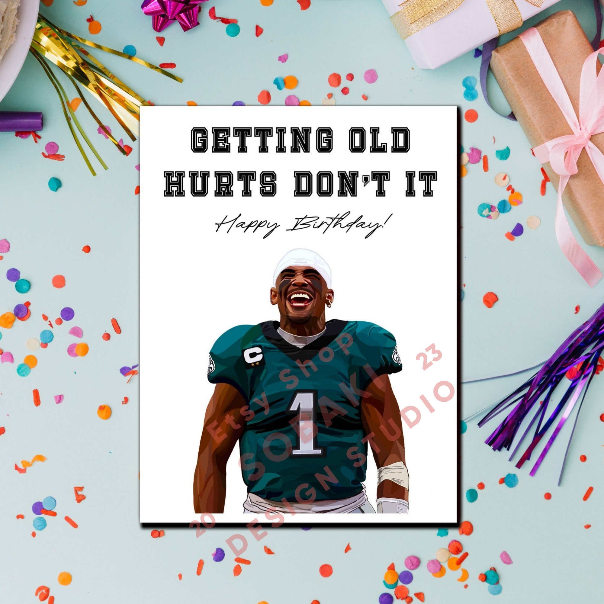Philadelphia Eagles Jalen Hurts Birthday Greeting Card Getting Old