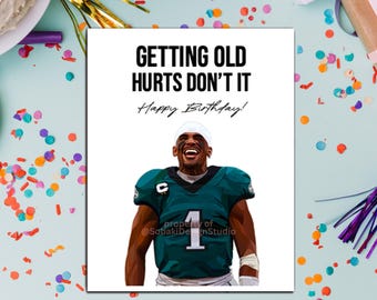 Philadelphia Eagles Jalen Hurts Birthday Greeting Card - Original Digital Drawing - Small Greeting Card A2 Size 4.25&quot; X 5.5&quot;