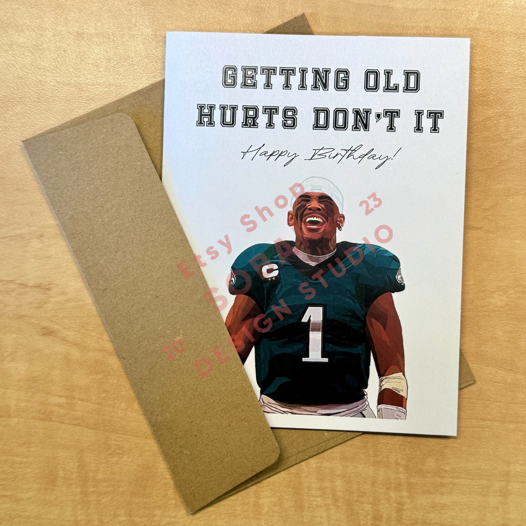 Philadelphia Eagles Jalen Hurts Birthday Greeting Card Getting Old