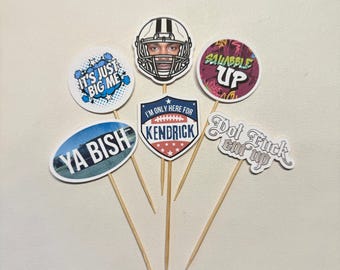 Kendrick Lamar Cupcake, Appetizer Toppers | Super bowl Party Football Cupcake Toppers | NFL Game Day Birthday Football Party Decorations
