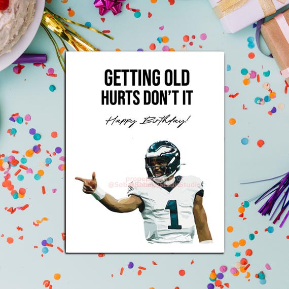 Philadelphia Eagles Jalen Hurts Birthday Greeting Card - Original Digital Drawing - Small Greeting Card A2 Size 4.25" X 5.5"