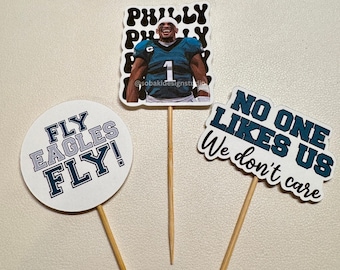Philadelphia Eagles Cupcake, Appetizer Toppers | Super bowl Party Football Cupcake 3 Pack | NFL Jalen Hurts Birthday Football Decorations