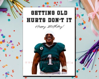 Philadelphia Eagles Jalen Hurts Birthday Greeting Card - Original Digital Drawing - Small Greeting Card A2 Size 4.25" X 5.5"