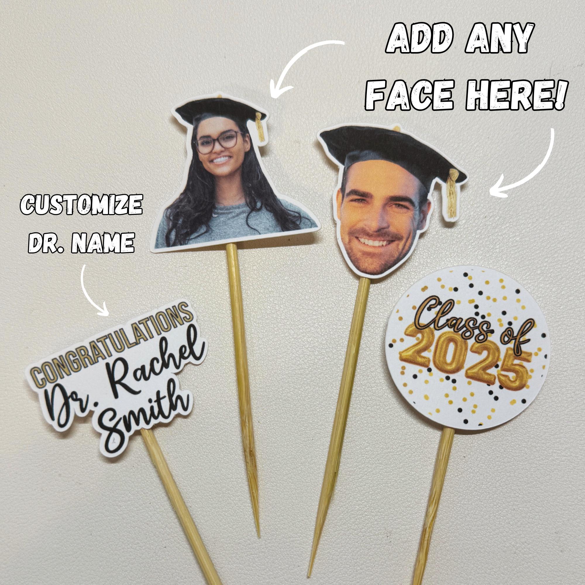 Doctorate Graduation Cupcake Toppers | PhD, Medical MD, Law School JD, Dental School D.D.S, Osteopathic DO | Custom Doctor Grad Party Decor