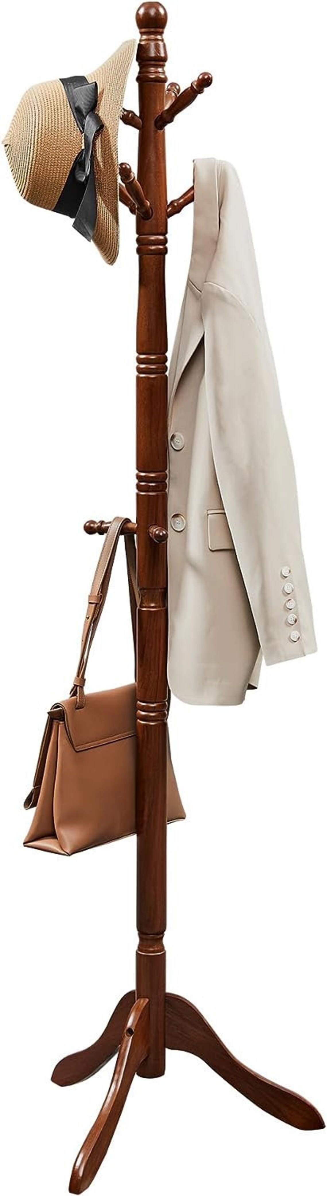 Wooden Coat Rack Tree With 10 Hooks for Hat Entryway Coat Hanger Stand