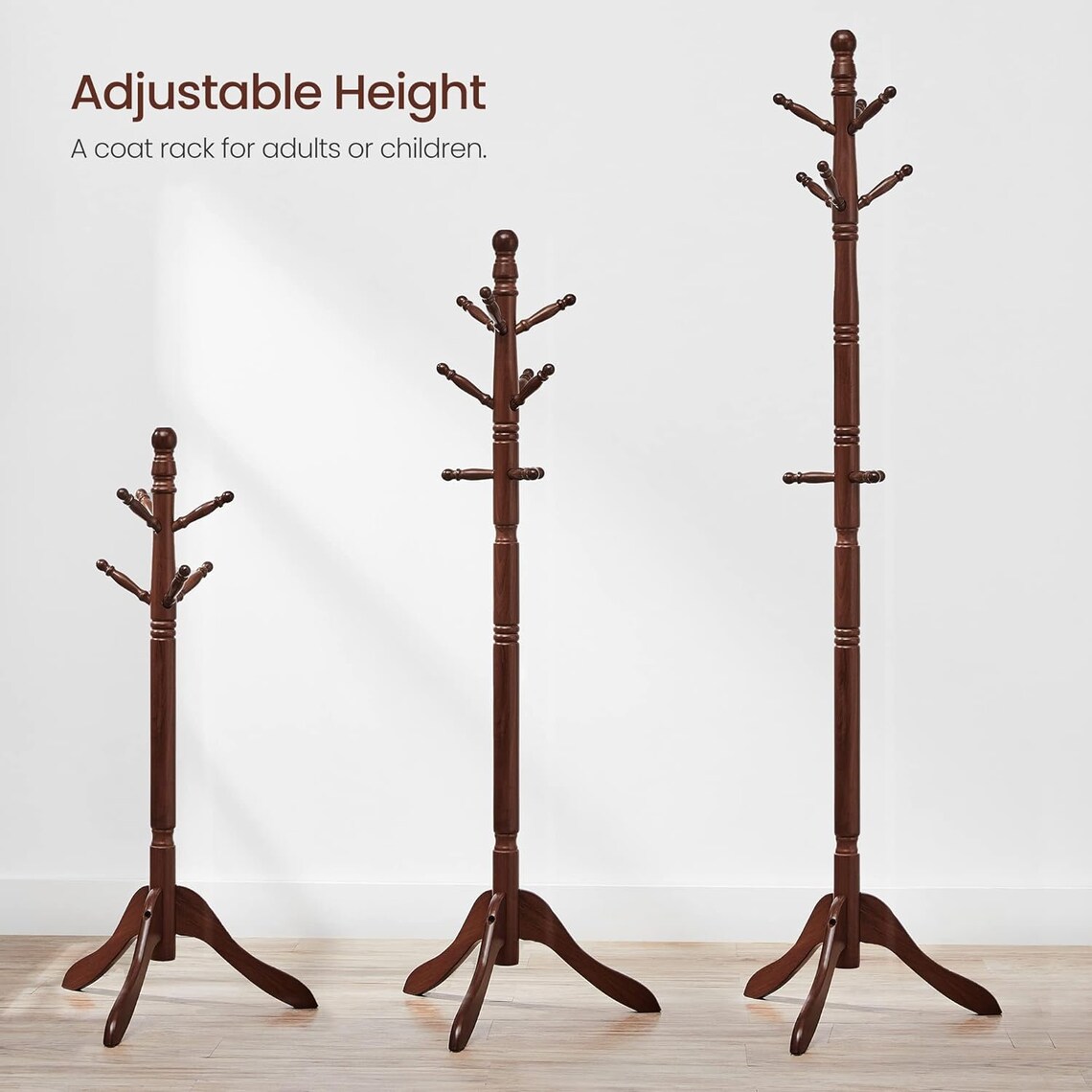 Wooden Coat Rack Tree With 10 Hooks for Hat Entryway Coat Hanger Stand for Home Modern Standing