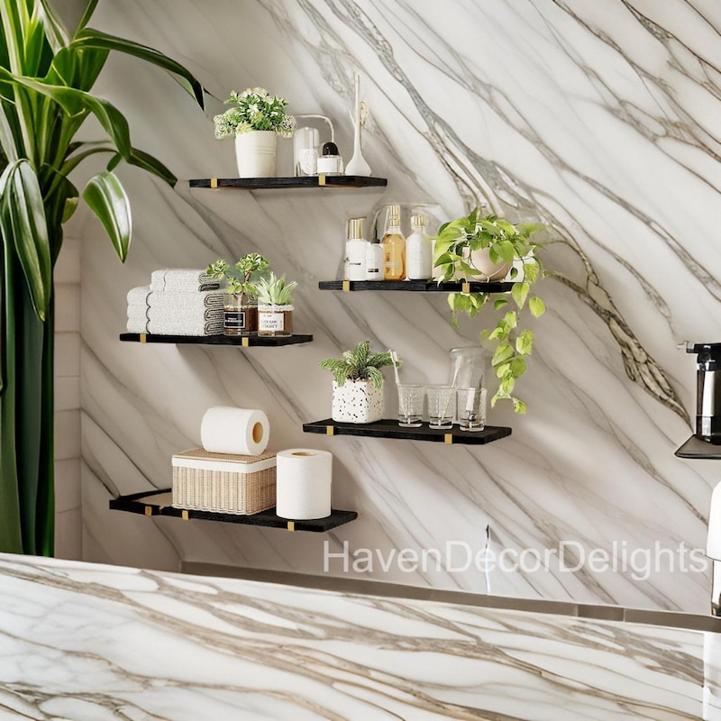 Black Floating Shelves Bathroom - Etsy