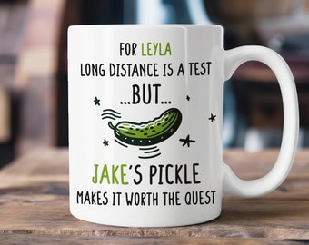 Benutzerdefinierte freche Paar Tasse, Fernliebe lustiges Valentinstag Geschenk, personalisierbares freches Partnergeschenk, spielerische reizende Teetasse