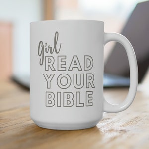 Mädchen Lesen Sie Ihre Bibel Kaffeetasse, christliche Kaffeetasse, christliche Kaffeetasse, religiöse Tasse, Glaubens-Tasse, Jesus-Kaffeetasse, christliche Mädchen-Tasse