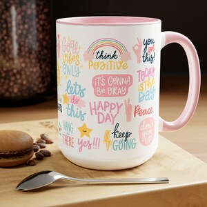 Positive Two-Tone Coffee Mugs, 15oz