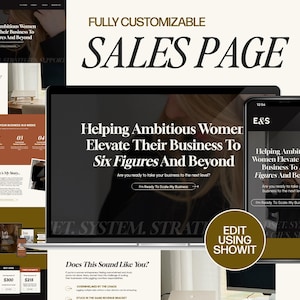 Bold Luxury Showit Landing Page | Sales Page Website Template | Landing page for Course Creators and Service Providers
