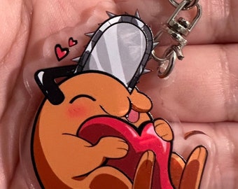 Pochita Heart Valentine’s Day Gift Chainsaw Man Anime Acrylic Keychain Charm