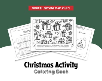 Christmas Activity Packet, Six Kid's Coloring  & Interactive Pages, Printable Coloring Book, Kid's Christmas Crafts, Holiday Fun, DIGITAL