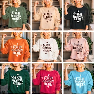 Gildan 18000 Mockup Bundle Flat Lay, 18000 Sweater Bundle, Gildan Model Mockups, Whole Section Bundle, Sand Sweatshirt Mockups White Black