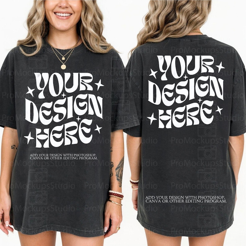 Comfort Colors 1717 Mockup Bundle | Real Model T-Shirt Mockup | Garment Dyed Shirt Mockup | Etsy Seller Mockup | Front & Back Apparel Mockup image 4