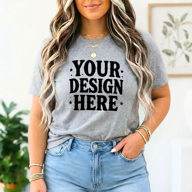 Bella Canvas 3001 Mockup | 25 Colors | Gold Navy Mauve Peach Mint | Unisex T-Shirt Mockup | Front View | High-Quality Tee Mockup image 3