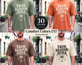 Comfort Colors 1717 Mockup Bundle, 30 Colors T-Shirt Mockup, Oversized Tee Mockup, Garment Dyed Shirt Mockup, Editable Canva PSD Mockup