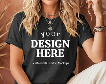 Bella Canvas 3001 Mockup – Black Sweatshirt | Unisex Sweatshirt Mockup | Professional Mockup for Etsy