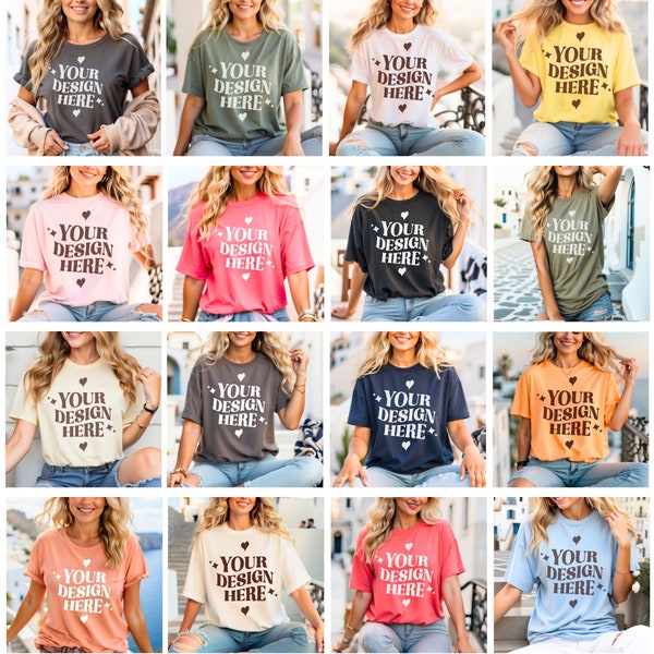 Bella Canvas 3001 Shirt Mockup Bundle | BC Group übergroße T-Shirt-Modelle | 3001 Modell-Mockup-Bundle | Gemütliche Boho Bella | Leinwand-Mock-Ups