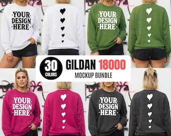 Gildan 18000 Mockup Bundle, Front Back Gildan 18000 Mockup Bundle, Gildan Sweatshirt Mockup, Crewneck Bundle G180 bundle mockup, Back Mockup