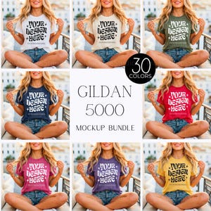 Paquete de maquetas de camisetas Gildan 5000: Fotografía de modelos reales | Los 30 colores más vendidos | Maquetas ultrarrealistas para vendedores de Etsy