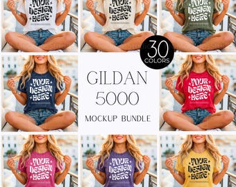Gildan 5000 T-Shirt Mockup Bundle – Real Model Photography | 30 Best-Selling Colors | Ultra-Realistic Mockups for Etsy Sellers