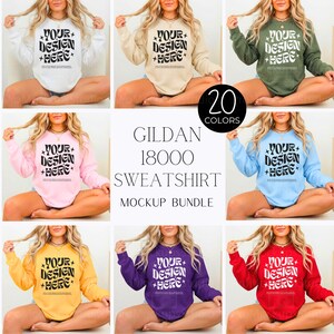 Gildan 18000 Mockup Bundle | G180 Crewneck Mock-up Bundle | Model Mockup | Neutral Casual Simple Fall Winter Gildan 18000 Mocks
