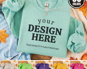 Gildan 18000 Flat Lay Sweatshirt Mockup | 30 Colors | Unisex Sweatshirt Mockup (No Model)