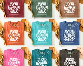 Paquete de maquetas de colores cómodos 1717 | Más de 40 colores | Maquetas de camisetas extragrandes + Video adicional con guía de tallas | Estética bohemia