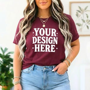 Bella Canvas 3001 Mockup | 25 Colors | Gold Navy Mauve Peach Mint | Unisex T-Shirt Mockup | Front View | High-Quality Tee Mockup image 5
