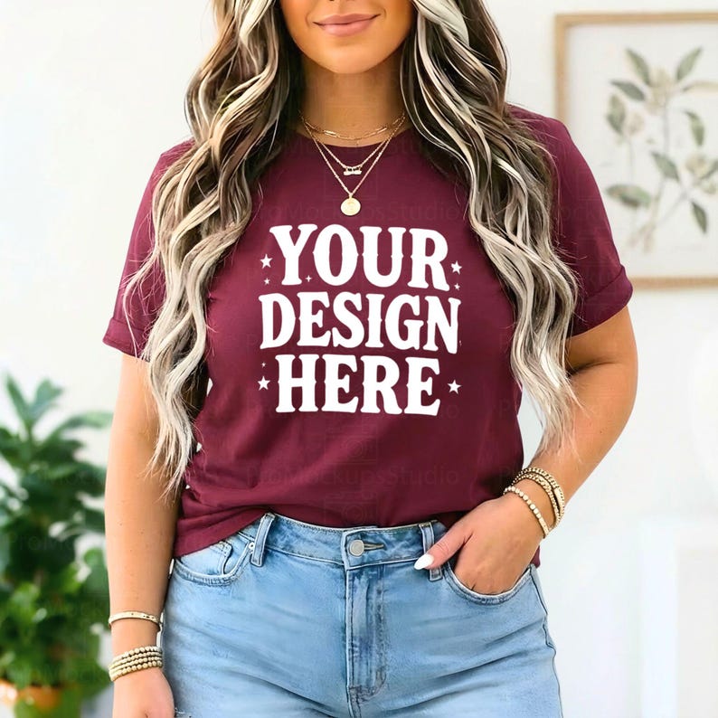 Bella Canvas 3001 Mockup | 25 Colors | Gold Navy Mauve Peach Mint | Unisex T-Shirt Mockup | Front View | High-Quality Tee Mockup image 5
