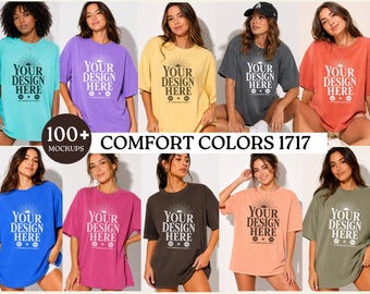 Comfort Colors 1717 Mockup Bundle, 168 Oversized T-shirt Mockups, Your Design Here Shirt Mockup, Front View Garment Dyed Tee Mockup
