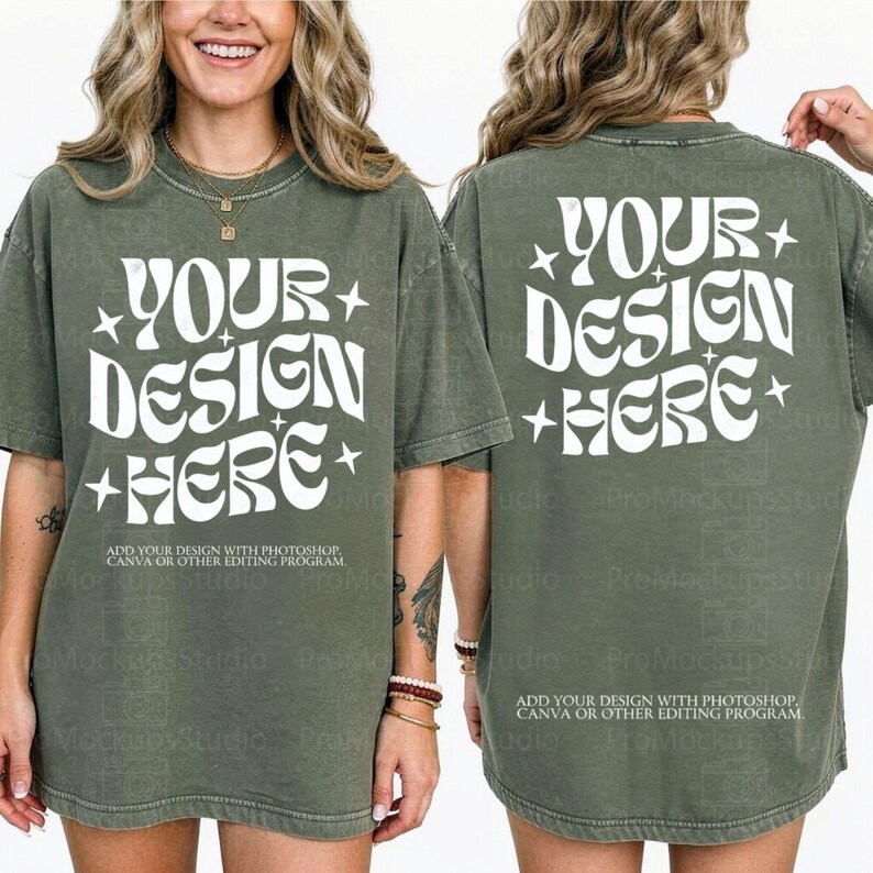Comfort Colors 1717 Mockup Bundle | Real Model T-Shirt Mockup | Garment Dyed Shirt Mockup | Etsy Seller Mockup | Front & Back Apparel Mockup image 6