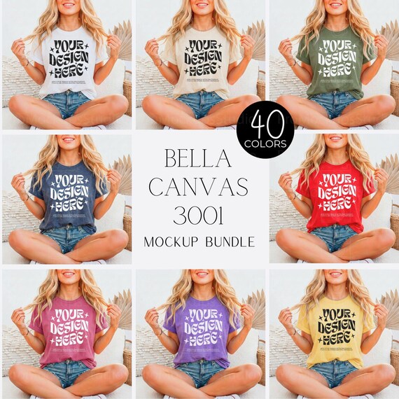 Bella Canvas 3001 Shirt Mockup Bundle | BC Group Oversized T-shirts Mockups | 3001 Model Mockup Bundle | Cozy Boho Bella | Canvas Mock Ups