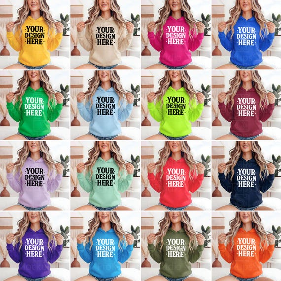 35x Gildan 18500 Hoodie Mockup Bundle Hooded Sweatshirt Mockups 18500 Hoodie Crewneck Mockup Bundle Print On Demand Gildan Mockup Bundle