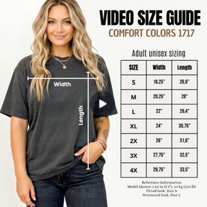 Comfort Colors 1717 – Size Guide Video + Size Chart | Mockup & Video Size Chart POD | Digital Download