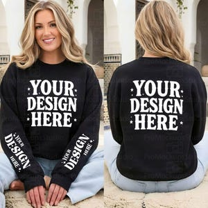 Gildan 18000 Mockup Bundle Flat Lay, 18000 Sweater Bundle, Gildan Model Mockups, Sweatshirt Mockups Schwarz Vorder- und Rückseite, Vorder- und Rückseite Mockup