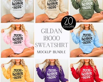 Gildan 18000 Mockup Bundle | G180 Crewneck Mock-up Bundle | Model Mockup | Neutral Casual Simple Fall Winter Gildan 18000 Mocks