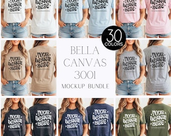 Bella Canvas 3001 T-Shirt Mockup Bundle | Rear view | Front and Back Mockups, Whole Section Set, Lifestyle Mockups, Trendy Shirt Mockups