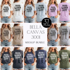 Bella Canvas 3001 T-Shirt Mockup Bundle | Rear View | Front And Back Mockups Whole Section Bundle, Lifestyle Mockups, Trendy Shirt Mocks